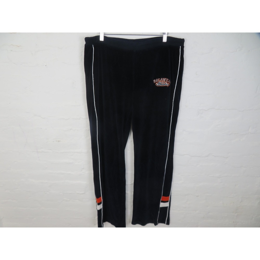 Rocawear Pants Womens XL Navy Blue Velour Track Athletic Stripe Embroidered Y2K